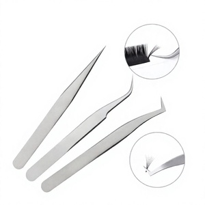 Pinzas para Pestañas de Volumen Curvas de Acero Inoxidable DANTRIC IMPLANTS, Punta Puntiaguda, Duraderas, Reutilizables, Estilo Moderno, Estuche Rosa Incluido - Product Image 3