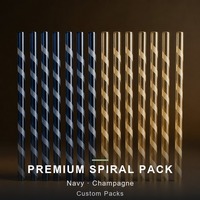 Pailles en spirale en plastique PP bleu foncé pour bar à cocktails et haute couture, design en spirale de qualité supérieure, en vrac