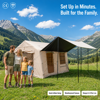 Tente gonflable Zentopia quatre saisons en tissu Oxford imperméable à double porte, prête à l'emploi, grande tente de camping familiale pour l'extérieur