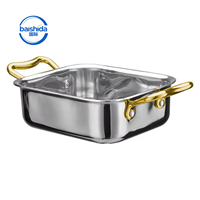 Plateau à collation profond en acier inoxydable avec poignées dorées, plat de service décoratif, durable, facile à nettoyer, pour hôtel, buffet, vaisselle