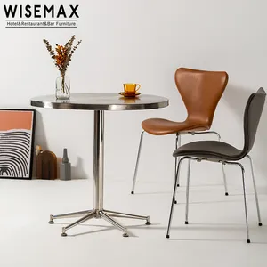 WISEAMX FURNITURE Commercial restaurant furniture industrial round coffee shop metal table modern bistro cafe table for 4 seat