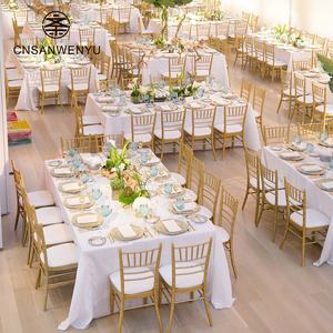 Großhandel Luxus Weißgold Stahl Eisen Metall Bankett Stapelbar Moderner Event Hochzeitsstuhl Tiffany Chiavari Stühle für Veranstaltungen - Product Image 5