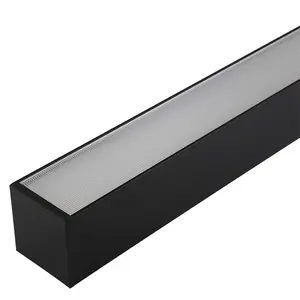 Iluminación colgante lineal LED de oficina, carcasa negra/blanca de 4 pies, certificación Ce, material de PC de aleación de aluminio, instalación de techo