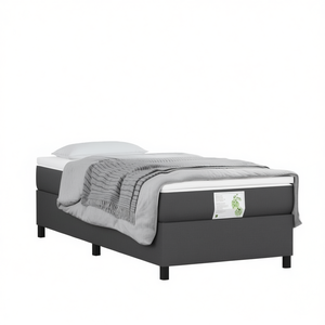 Dark <b>Grey</b> Fabric Up-Holstered Bed <b>Frame</b> 100% Polyester Plywood Box Spring Modern Soft Bed - Product Image 1