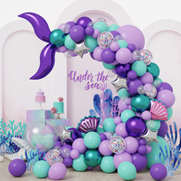 Kit de guirlande de ballons queue de sirène ballons de confettis vert violet pour l'obtention du diplôme décorations de fête d'école arrière fête d'anniversaire