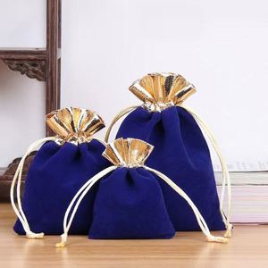 Sacs en velours avec cordon de serrage 7*9cm, sacs à bonbons en tissu doré, pochette cadeau pour bijoux - Product Image 4