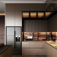 Cbmmart Factory Solution de construction tout-en-un : Meubles de cuisine modernes en bois massif avec évier et robinet intégrés, 1 ensemble