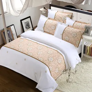 QUNZHEN 4pcs modern luxury duvet pattern printed silk bedding sheet set