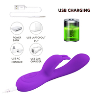Adult Supplies Charging Heating Vibrator Doppel köpfige Mute Vibration Weiblicher Silikon-Kaninchen vibrator
