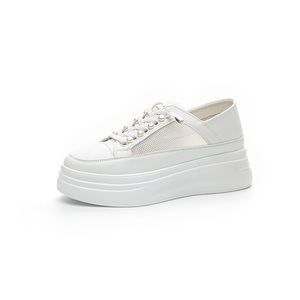 Zapatillas Blancas de Mujer Primavera Verano 2026 con Malla Transpirable, Suela Gruesa que Aumenta la Altura, de Cuero con Cordones, Estilo Casual - Product Image 2