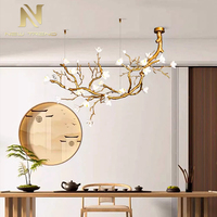 Lampe d'intérieur de style naturel inspirée de la villa, appartement, salle à manger, salon, branche de fleurs, lustre LED