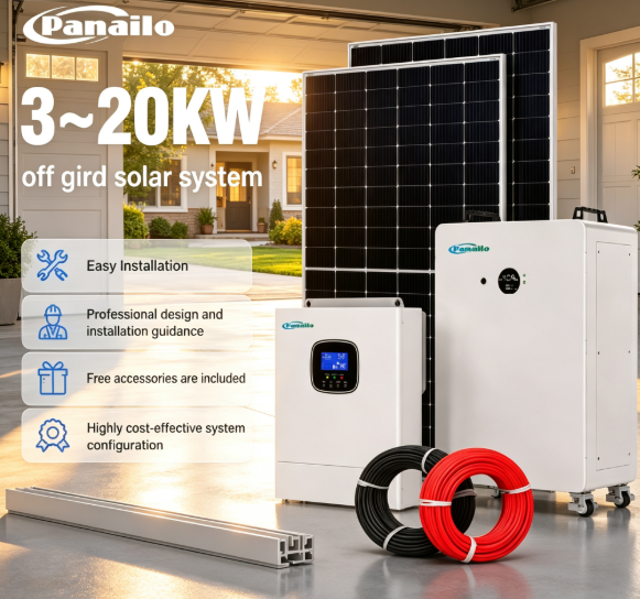 PANAILO Complete Off Grid <strong>Home</strong> <strong>Solar</strong> <strong>Power</strong> System 3~20KW <strong>Solar</strong> Panel Inverter Battery <strong>Kit</strong> for Household Electricity Supply