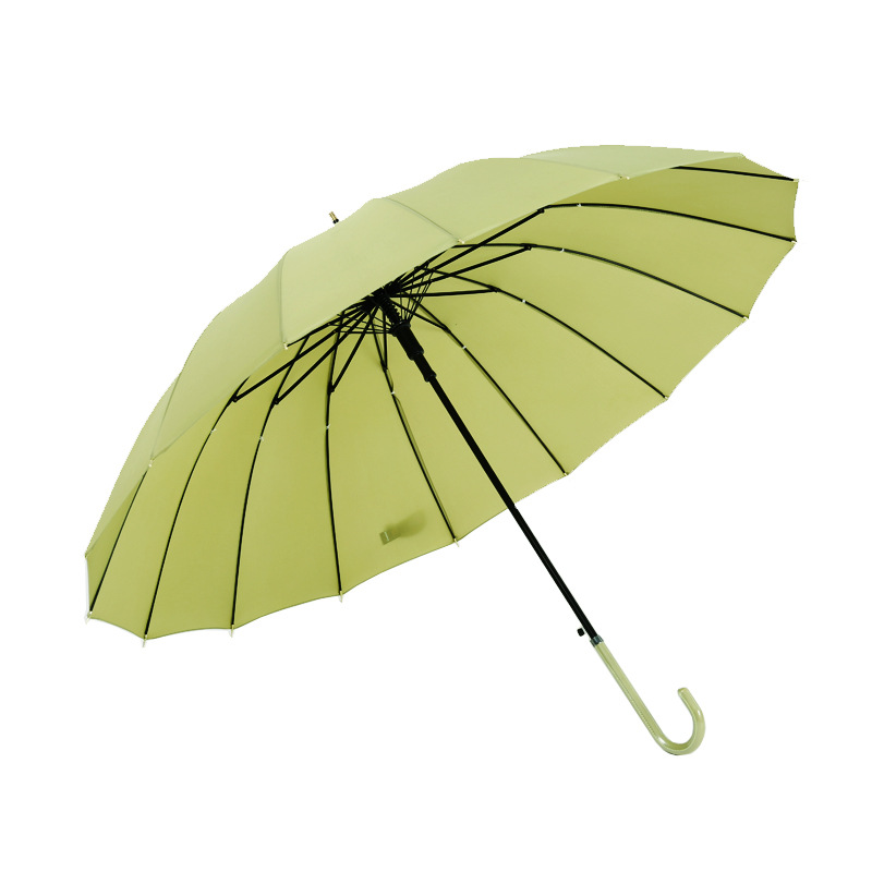 Creative Advertising 16 Bone Wind Resistant Solid Umbrella Simple Leather Curved Handle Black Rubber Sunscreen Plus Size Men