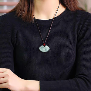 Colgante de Jade Natural Azul Agua con Símbolo Ruyi de Larga Vida, Joyería para Mujer, Estilo Chino, con Certificado de Tasación HJ97 - Product Image 4