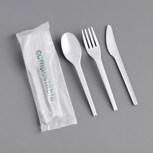 Ensemble de couverts compostables écologiques en PLA, couteau, fourchette et cuillère jetables pour restaurant, fête, camping et utilisation à emporter - Product Image 5
