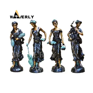 Custom Victorian Bronze Sculpture Lost Wax Casting Woman Garden Four Seasons Statues Bronze Four Season Lady Statue