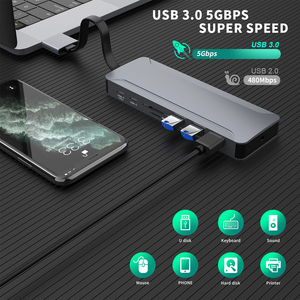 13-in-2 USB C Docking Station với 4K cho HDMI SPLITTER 5Gbps USB-A 3.0 dữ liệu cổng cho MACBOOK PRO & MACBOOK không khí trong kho - Product Image 3
