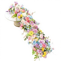 Décoration murale de fond de mariage multicolore transfrontalière, arche de fleurs en rangée, fausse longue bande de fleurs en tissu de soie d'hortensia pur