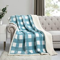 Couverture double face extra chaude super douce et confortable de taille personnalisée 50x60 pouces en peluche et Sherpa pour canapé-lit