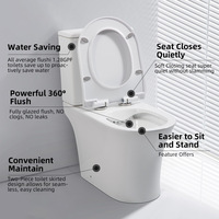 WC deux pièces allongé en céramique blanche, standard américain, avec siège, siphon en P, équipement sanitaire de salle de bain