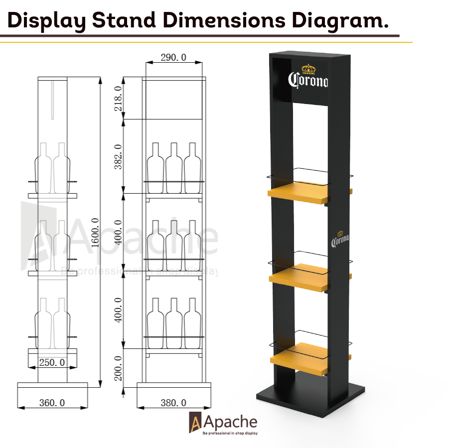 Custom Wooden Wine Display Rack 3 Tier Floor Standing Beer Bottle Display Stand OEM Wholesale for Liquor Store Supermarket Bar — view 3