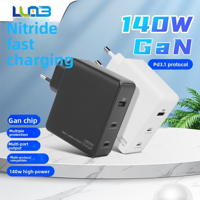 EU-spec 140W GaN USB-C Charger PD 3.1 Fast-Charging Adapter 220V Fireproof for IPhones and Laptops