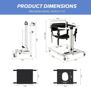 Silla de Transferencia Hidráulica para Pacientes 4 en 1, 180 °   Silla de Ruedas con Asiento Dividido, Altura Ajustable para Transferencia de Personas Mayores en el Hogar - Product Image 2