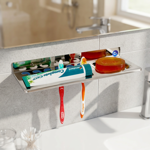 Porte-savon 3 en 1 M 405 SS Marwel, porte-savon en acier inoxydable pour salle de bain, fixation murale, organiseur de porte-savon pour salle de bain - Product Image 2