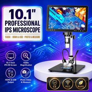Microscope numérique 10,1 pouces 2000X, <span class=keywords><strong>loupe</strong></span> électronique USB avec 10 LED pour la réparation de circuits imprimés - Product Image 1