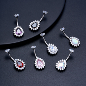 G23 Titan 14G Rốn Nhẫn Lớn Zircon Khảm <span class=keywords><strong>Belly</strong></span> <span class=keywords><strong>Button</strong></span> Nhẫn 10Mm Dài Nước Drop Shipping PVD Mạ Phụ Nữ Piercing Đồ Trang Sức - Product Image 6