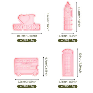 London Theme Cookie Cutter <b>Set</b> 3D Cartoon Biscuit Mould Bus Telephone Booth Tower DIY <b>Baking</b> Tool - Product Image 2