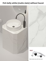 Ensemble de meuble-lavabo mural de style moderne avec vasque en céramique effet dalle de roche, finition laquée et miroir LED, pour salle de bain, hôtel, villa et balcon extérieur