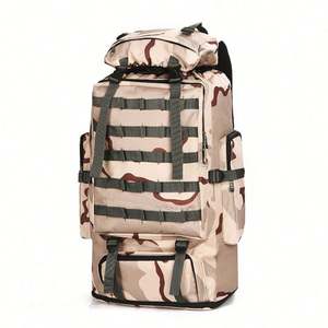 Sac à dos de randonnée 100L pour hommes et femmes avec motif camouflage, grande capacité, fermeture éclair, idéal pour le camping, la randonnée et les voyages - Product Image 2