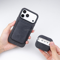 Portefeuille en cuir véritable avec matériau Alcantara personnalisé, porte-cartes magnétique robuste pour iPhone 18 17 16 Pro Max
