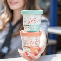 Vente en gros de bols à crème glacée en papier biodégradable de qualité alimentaire, écologiques, jetables, à paroi simple, avec couvercle et cuillère