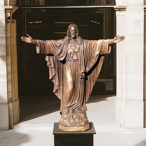 QUYANG - Estatua <span class=keywords><strong>de</strong></span> Jesús Sagrado Corazón <span class=keywords><strong>de</strong></span> Bronce <span class=keywords><strong>de</strong></span> Tamaño Real, Escultura Religiosa <span class=keywords><strong>de</strong></span> Bronce Fundido para Decoración <span class=keywords><strong>de</strong></span> Iglesias y Patios - Product Image 2