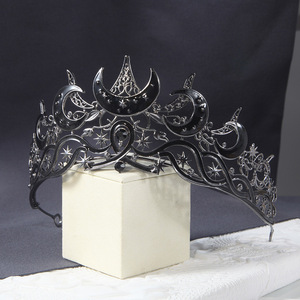 มงกุฎเจ้าสาวทรงพระจันทร์เสี้ยวสีดำสไตล์ยุโรปและอเมริกา ชุบเคลือบด้วยไฟฟ้า สำหรับงานวันเกิดและชุดราตรี - Product Image 2