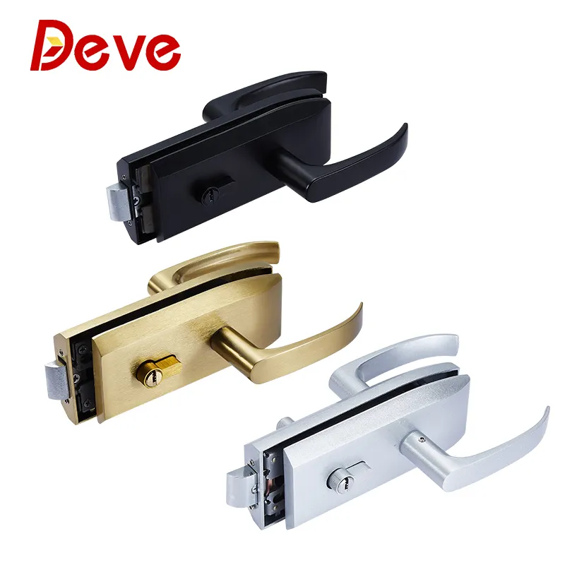 High Quality Aluminum Stainless Steel Glass Door Patch Fitting Glass Door Handle Lock Wall To Glass Door Lock