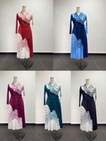 En stock, vente en gros, nouvelle collection printemps-été 2026, robe décontractée à rayures, robe ample tendance, robe plissée Miyake, grande taille