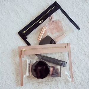 Clear PVC <b>Makeup</b> <b>Bag</b> <b>Transparent</b> Window Water Resistant Large Capacity Travel Cosmetic Organizer <b>Bag</b> Zipper Closure Fashion - Product Image 4