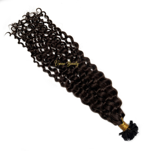 VMAE Cuticule alignée vierge brute russe Blonde Water Wave Tips Dark Brown #18 Kératine Flat Nail I K Tip Extensions de <span class=keywords><strong>cheveux</strong></span> humains - Product Image 3
