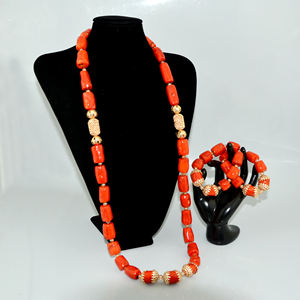 Conjunto de cuentas de joyería de estilos africanos, recién llegado, collar de cuentas de Coral y conjuntos de pendientes, 2019 diseños nigerianos - Product Image 2
