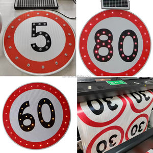 Segnale Stradale Circolare <span class=keywords><strong>LED</strong></span> Lampeggiante Solare per Limite di Velocità 600mm in Alluminio - Product Image 2