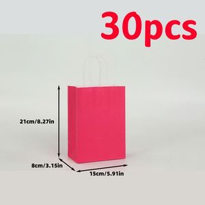 30pcs Rose Red Kraft Paper Bags With Handles 5.91*3.15*8.27in <b>Small</b> Kraft Paper <b>Gift</b> Bags for Pack Birthday Party Favors <b>Gifts</b> - Product Image 2