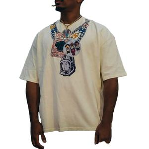 Camiseta de moda de gran tamaño personalizada camisetas de hip hop para hombres camiseta de hip hop impresa lavada vintage - Product Image 4