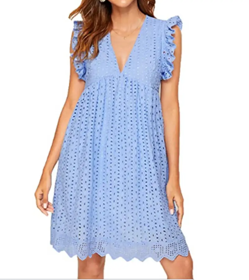 V-образный вырез с рюшами на рукавах Babydoll платье для женщин; Большие размеры XS-3XL пляжное летнее богемное короткое Повседневное платье с шорты