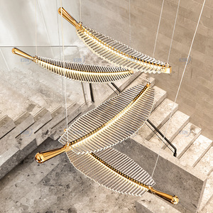 Spiral Staircase <b>Leaf</b> Chandelier for Villa Negotiation Area Hotel Lobby Reception Sales Office <b>Lighting</b> AC Power Middle Sized - Product Image 5
