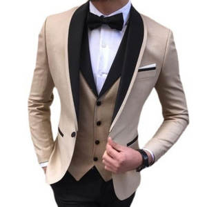 Venta caliente trajes de negocios para hombres esmoquin de graduación sólido con solapa chal ajuste Regular Cierre de doble botonadura moda Formal 3 piezas - Product Image 1