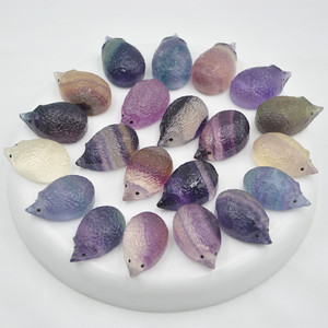 36*21*15mm Petite sculpture sur pierre de <span class=keywords><strong>Fluorite</strong></span> naturelle Hérisson sculpture pour <span class=keywords><strong>la</strong></span> décoration intérieure - Product Image 1