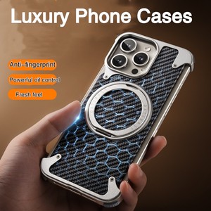 Étui <span class=keywords><strong>de</strong></span> téléphone texturé en métal électroplaqué <span class=keywords><strong>de</strong></span> luxe pour hommes d'affaires avec support magnétique pour <span class=keywords><strong>iPhone</strong></span> 16 Pro Max et <span class=keywords><strong>iPhone</strong></span> 16 - Product Image 3
